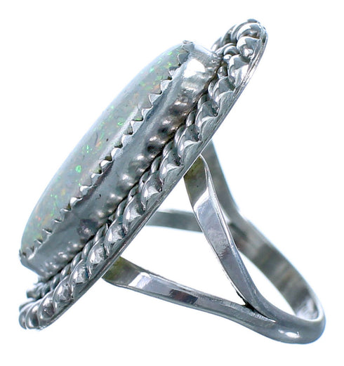 Authentic American Indian Opal Sterling Silver Ring Size 7 CS118017